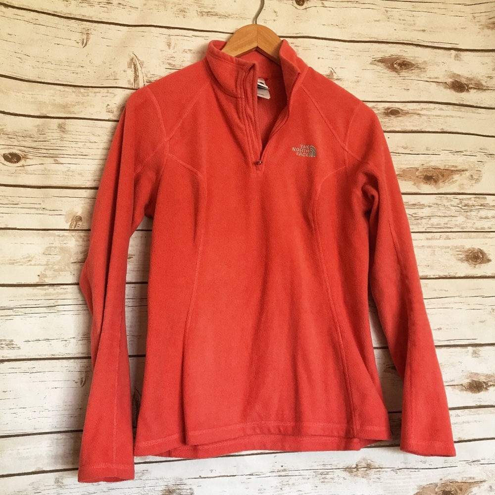 The North Face • coral pull over fleece sweater S